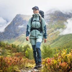 Cheap Bergans Rabot Softshell Pants Women - Misty Forest / Orion Blue