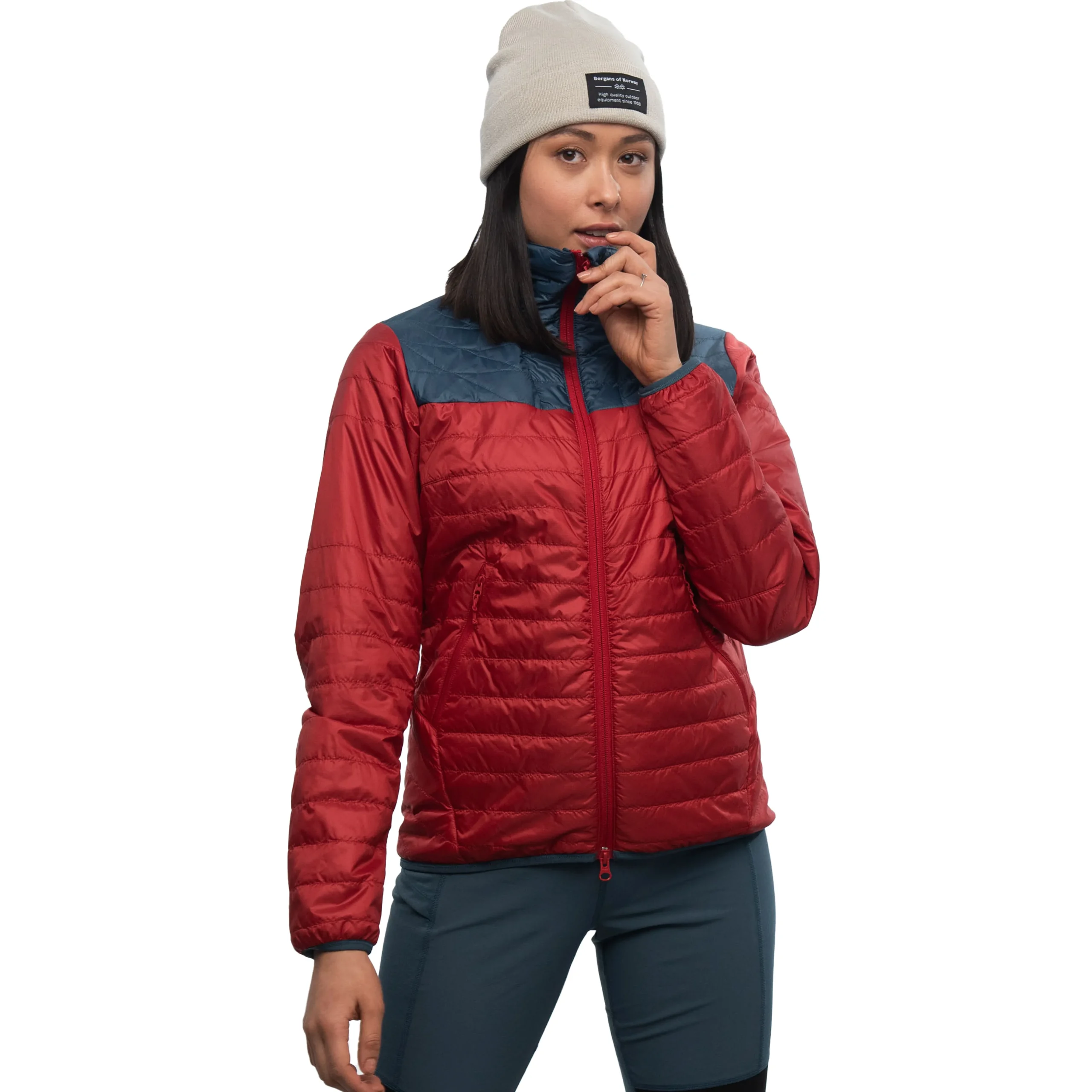 New Bergans Røros Light Insulated W Jacket - Red / Orion Blue