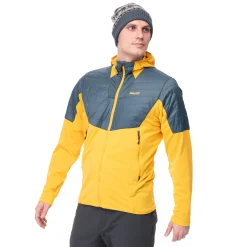 New Bergans Senja Midlayer Hood Jacket - Light Golden Yellow / Orion Blue
