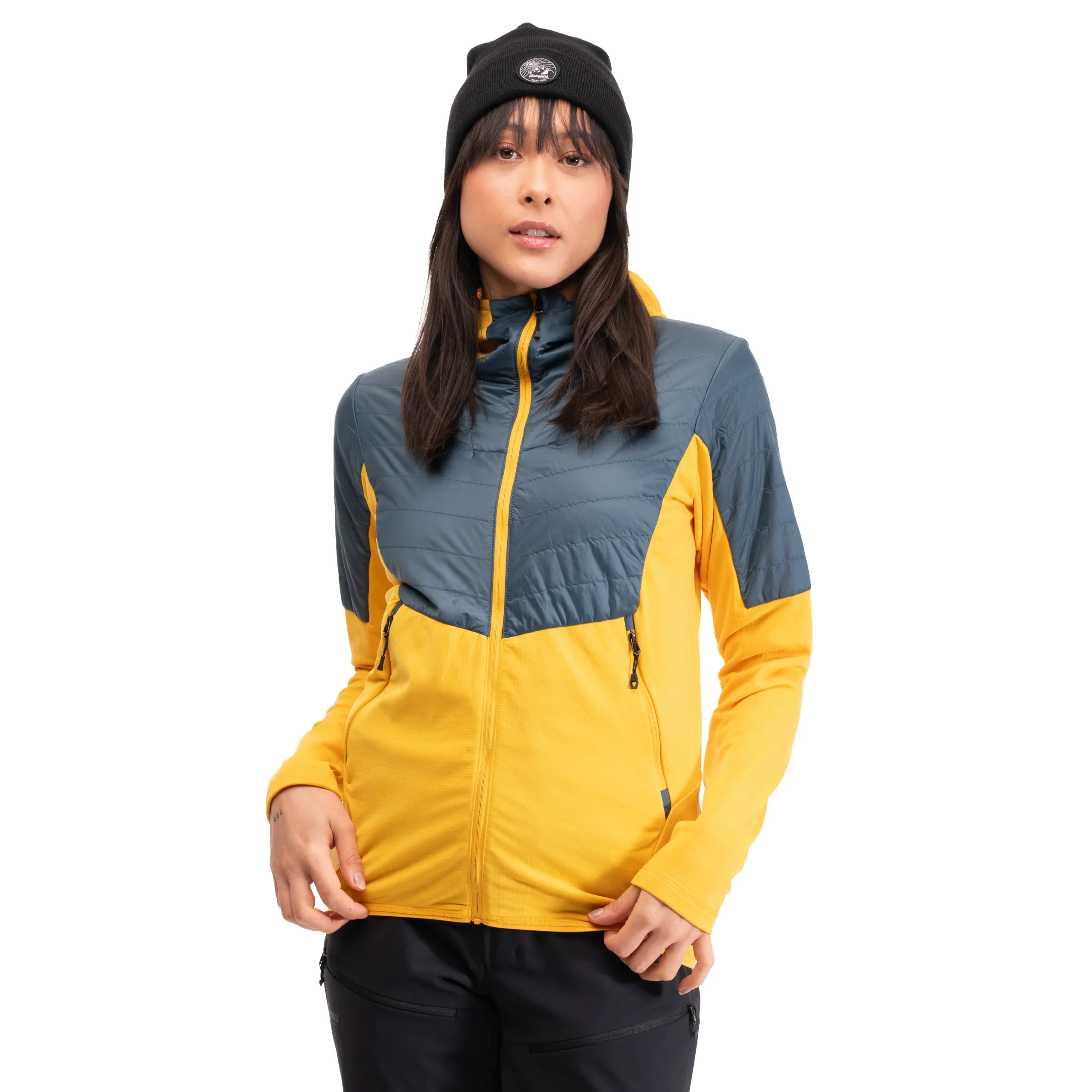 Store Bergans Senja Midlayer Hood W Jacket - Light Golden Yellow / Orion Blue
