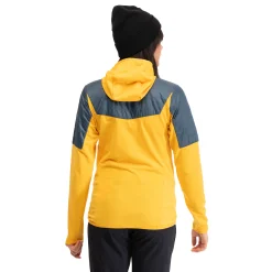 Store Bergans Senja Midlayer Hood W Jacket - Light Golden Yellow / Orion Blue