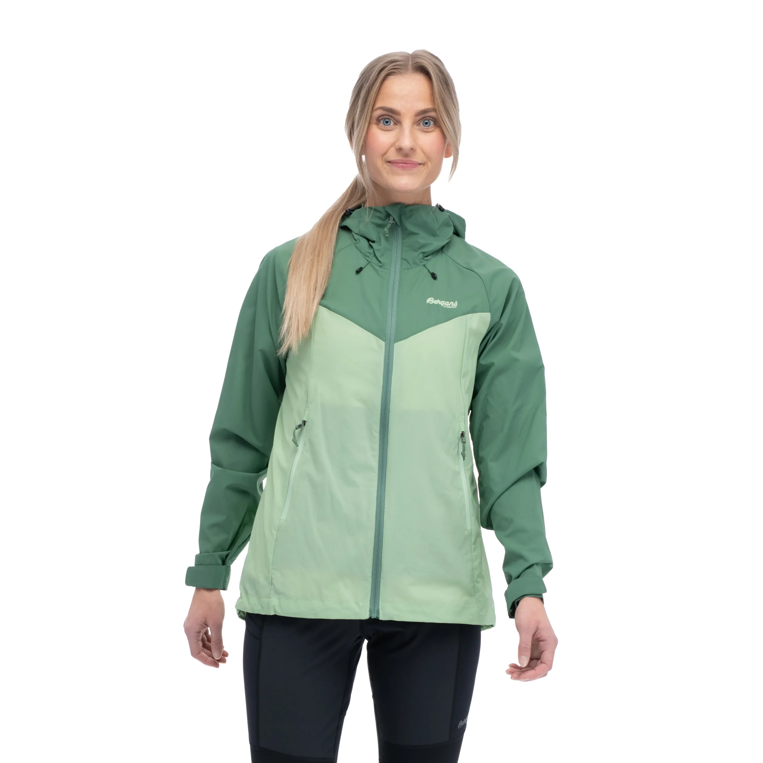 Store Bergans Skar Light Windbreaker Jacket Women - Light Jade Green / Dark Jade Green