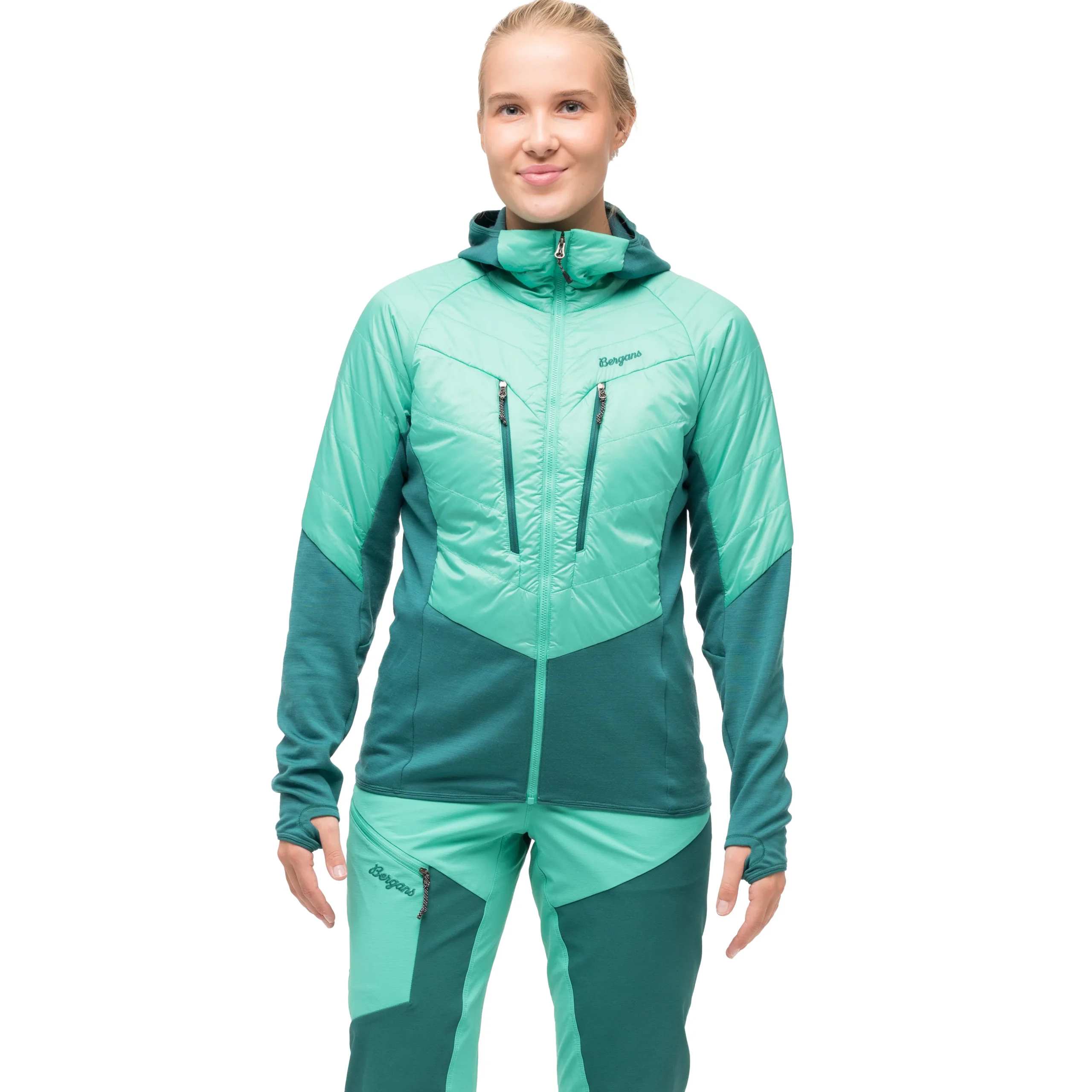 Outlet Bergans Tind Light Insulated Jacket Women - Light Malachite Green / Malachite Green