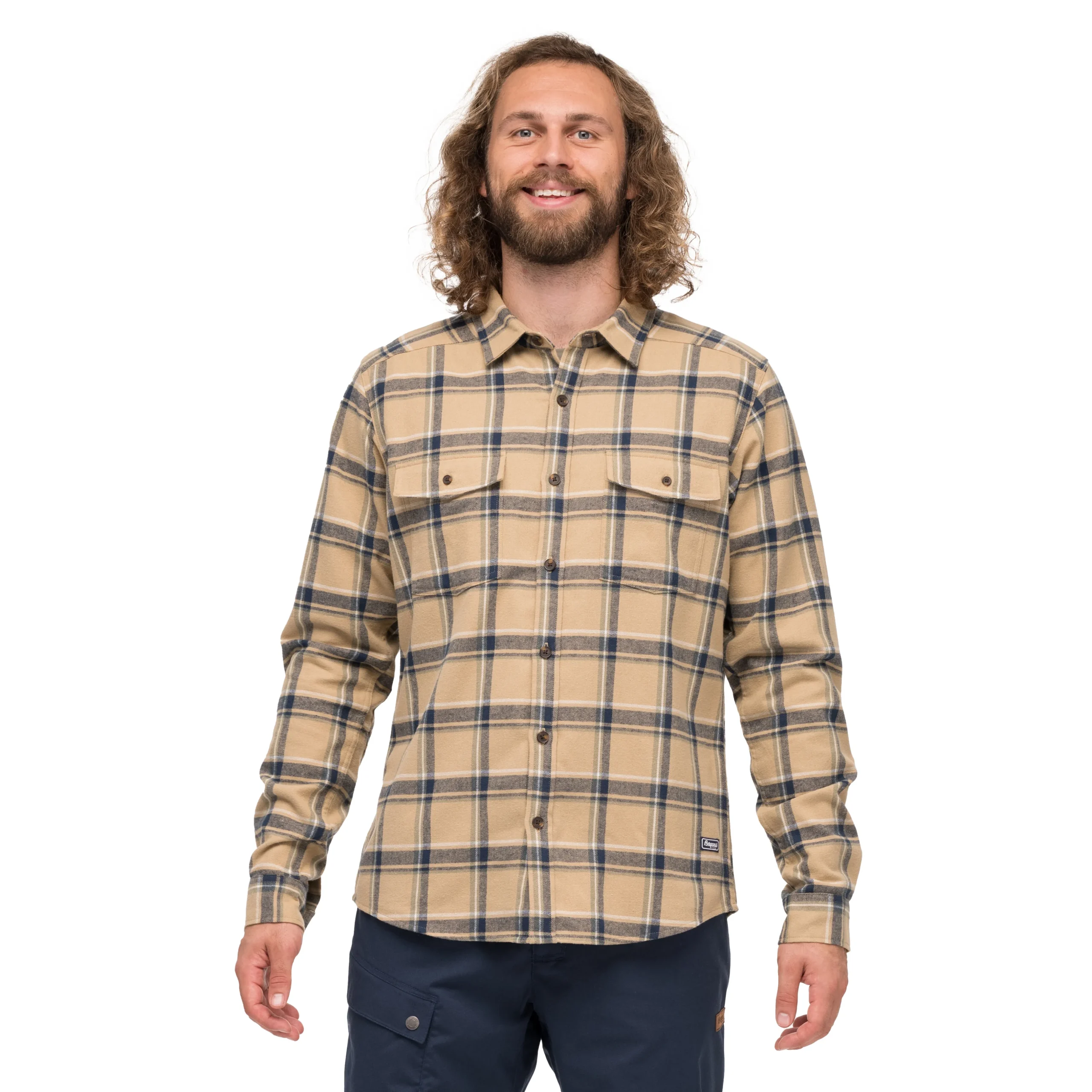 Clearance Bergans Tovdal Shirt - Warm Sand / Navy Blue Check