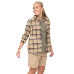 Discount Bergans Tovdal W Shirt - Warm Sand / Navy Blue Check