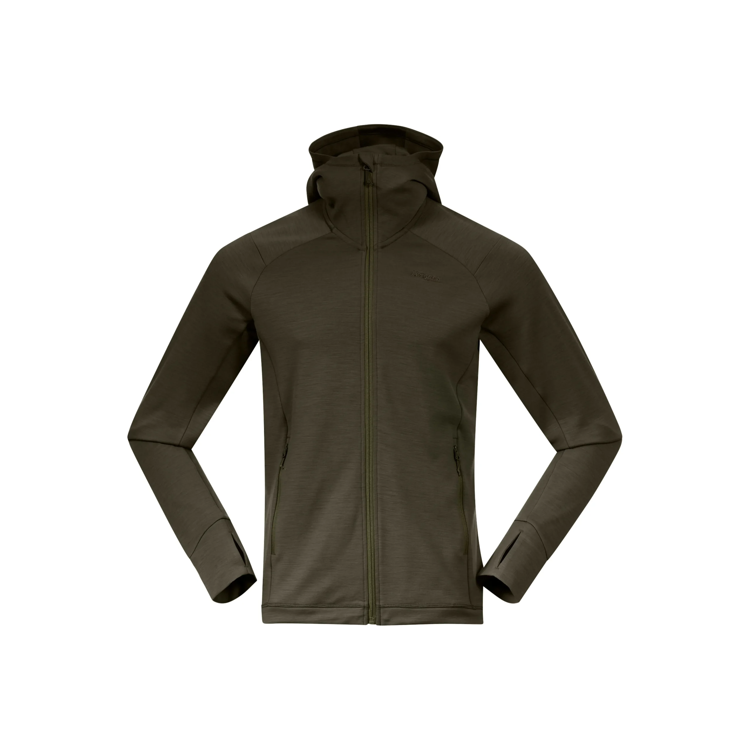 Clearance Bergans Ulstein Wool Hood Jacket - Dark Green Mud