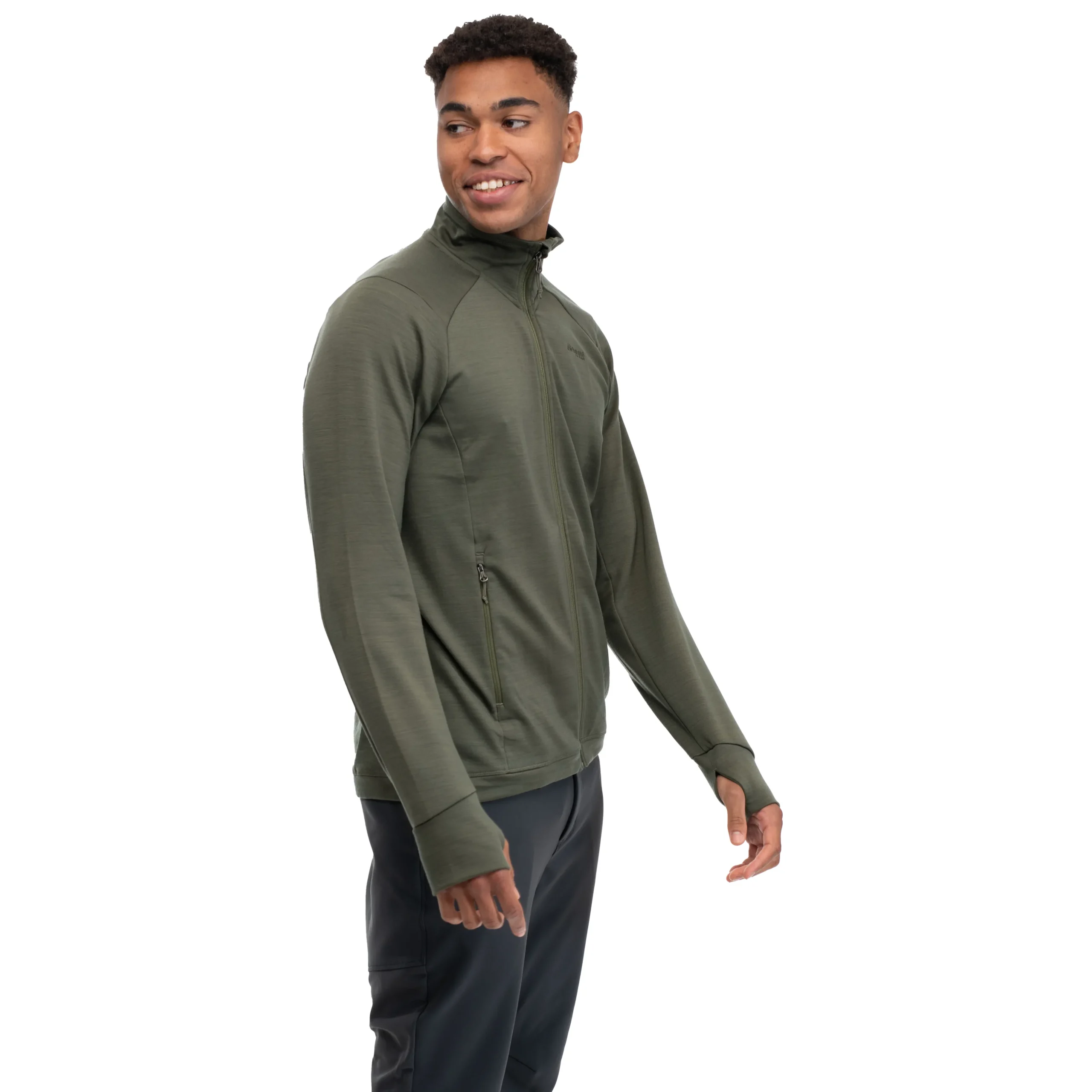 Outlet Bergans Ulstein Wool Jacket - Dark Green Mud