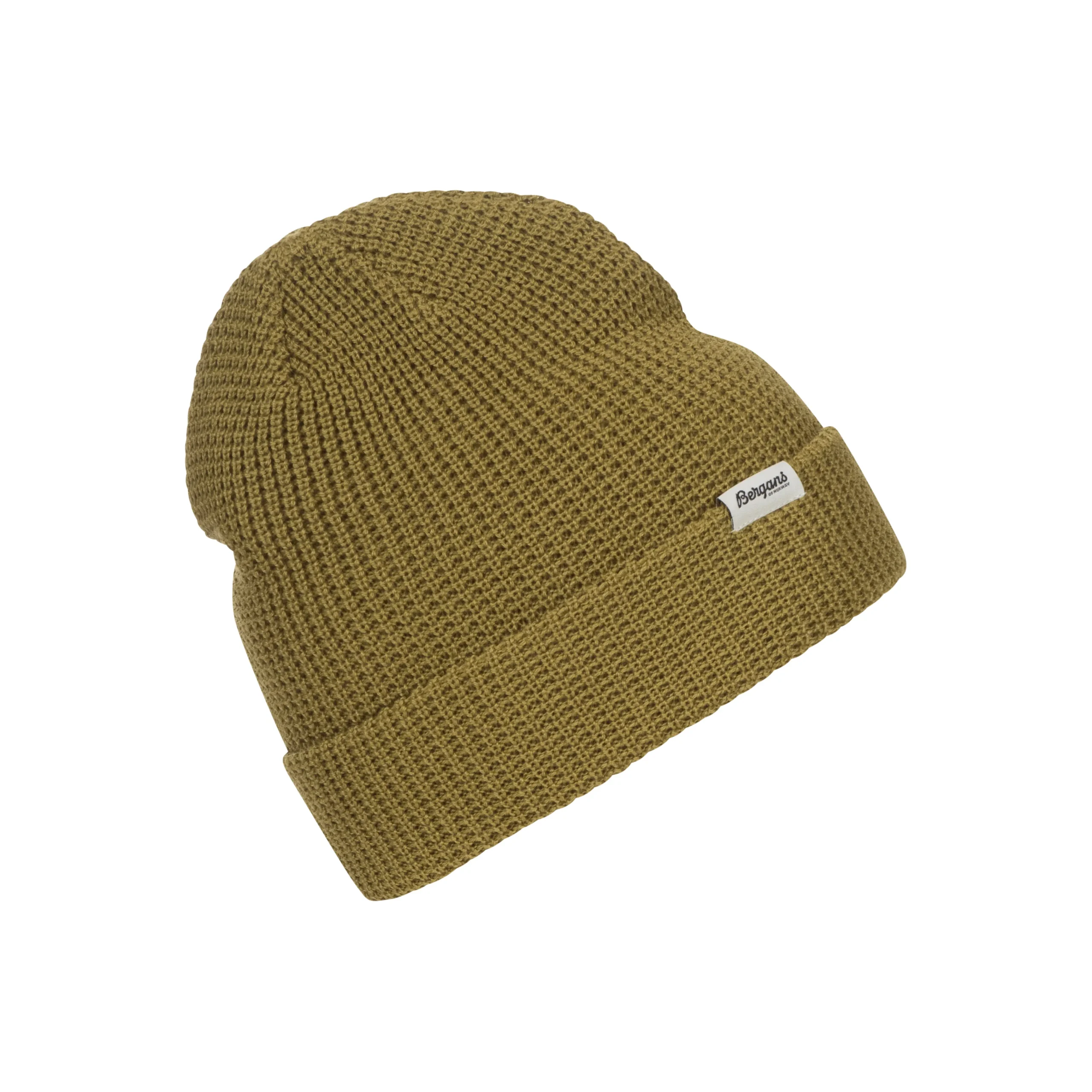 Shop Bergans Waffle Knit Beanie - Olive Green
