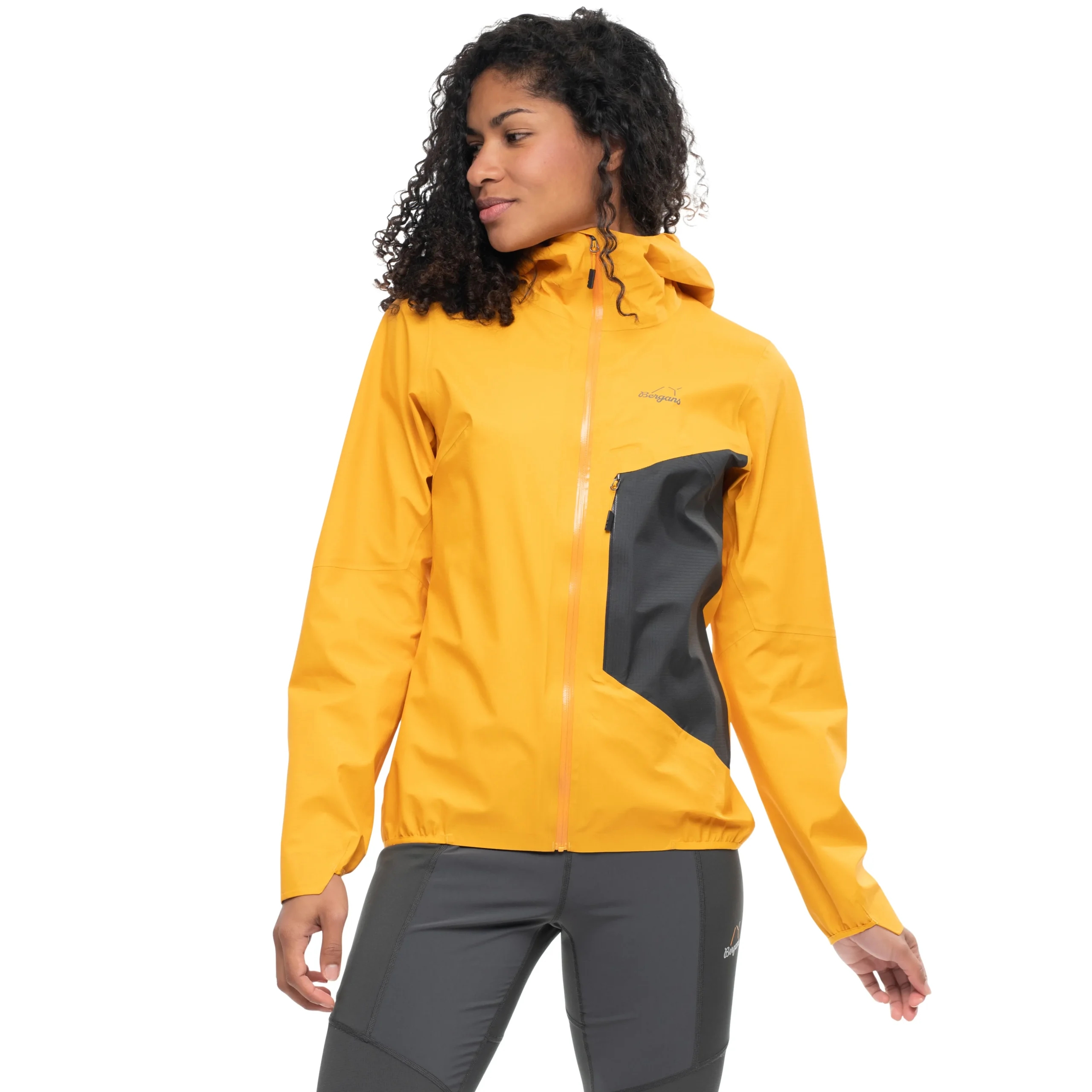 Cheap Bergans Y LightLine Air 3L Shell Jacket Women - Mango Yellow / Dark Shadow Grey