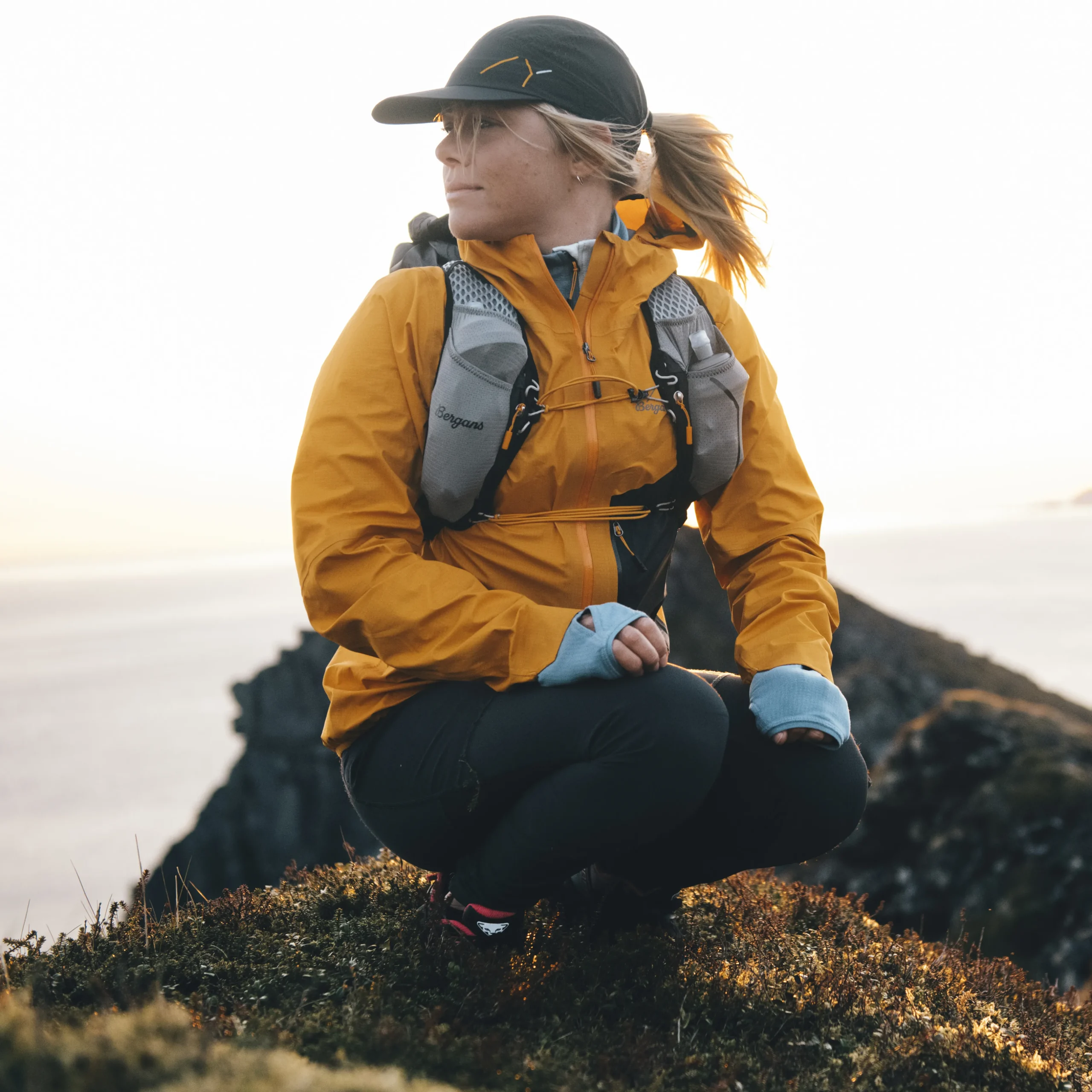 Cheap Bergans Y LightLine Air 3L Shell Jacket Women - Mango Yellow / Dark Shadow Grey