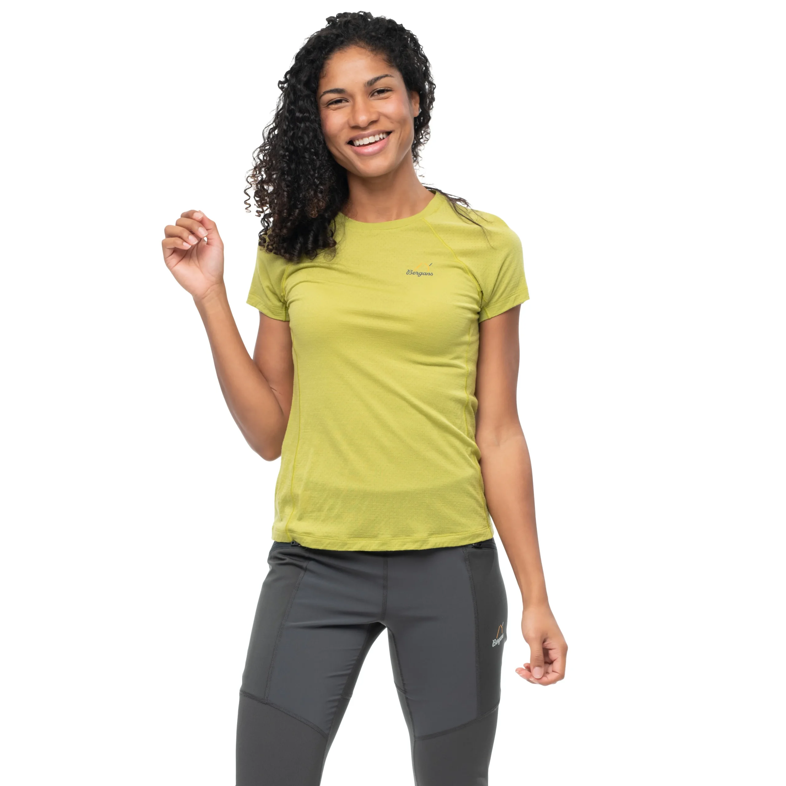 Hot Bergans Y LightLine Merino Tee Women - Golden Lime Green