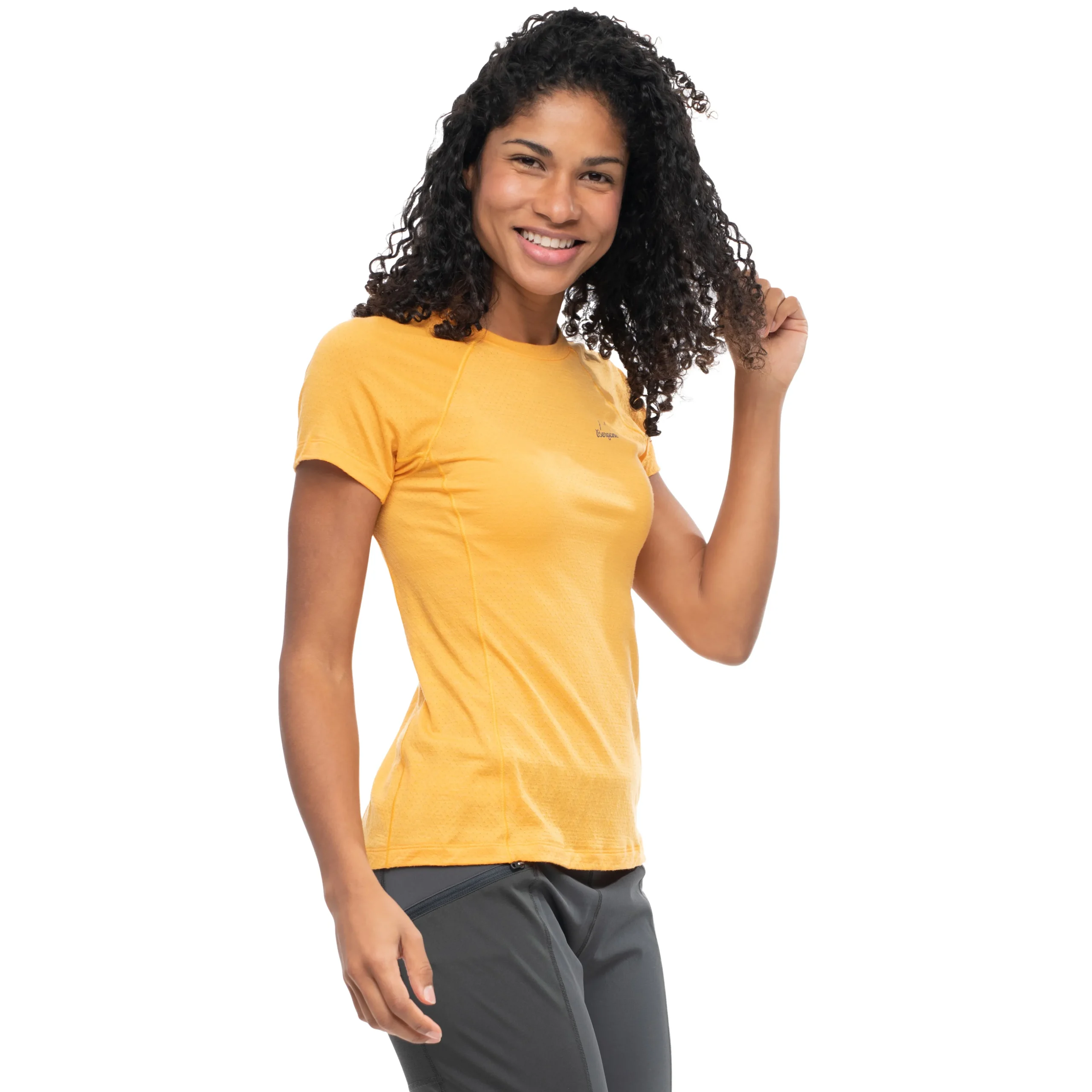 Shop Bergans Y LightLine Merino Tee Women - Mango Yellow