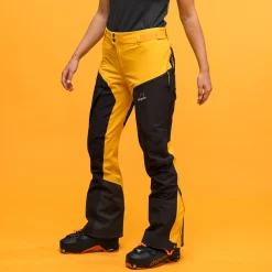 Discount Bergans Y MountainLine Hybrid Softshell Pants Women - Mango Yellow / Dark Shadow Grey