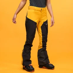 Discount Bergans Y MountainLine Hybrid Softshell Pants Women - Mango Yellow / Dark Shadow Grey