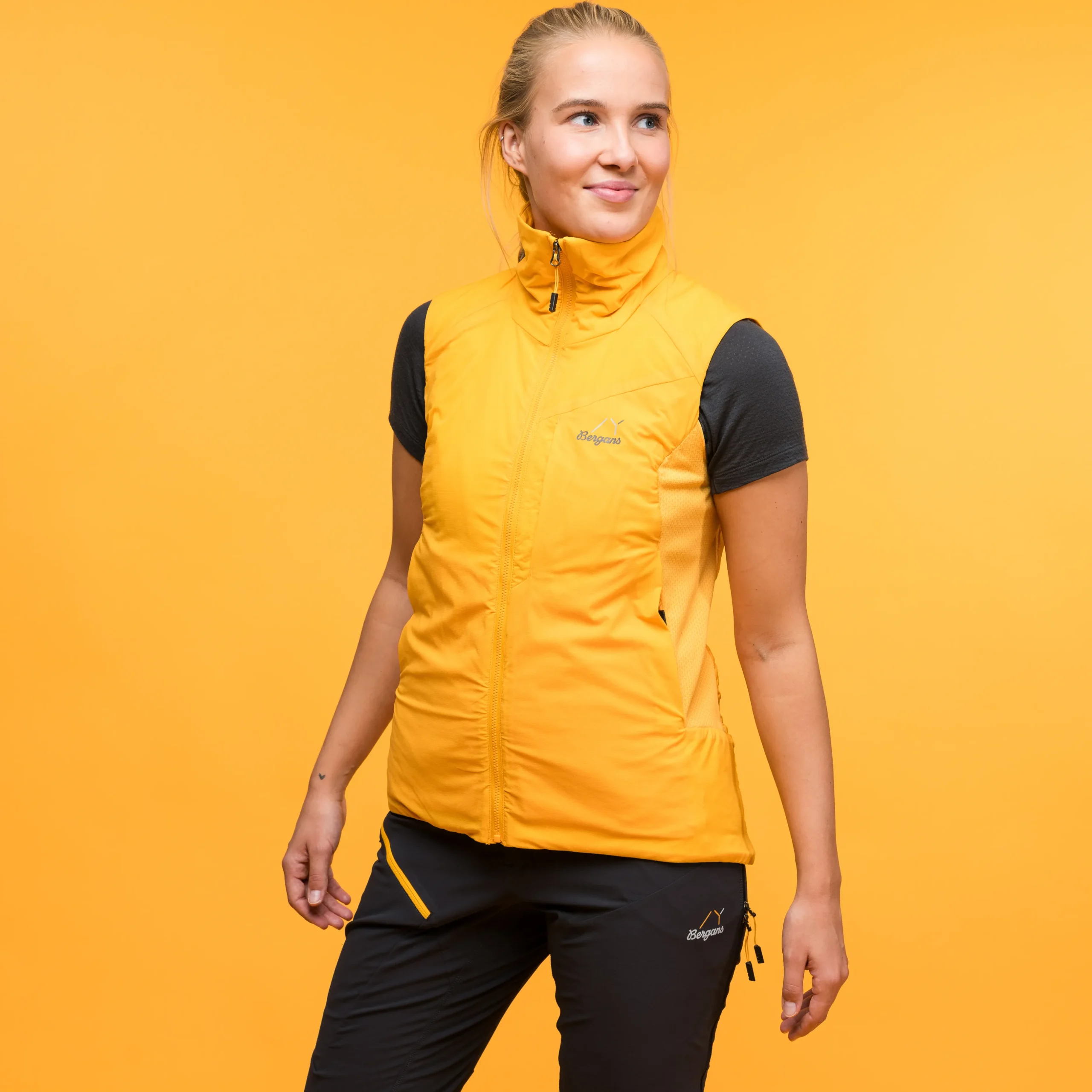 Online Bergans Y MountainLine Light Insulated Air Vest Women - Mango Yellow
